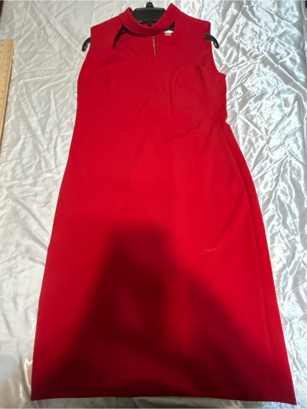 Calvin Klein Red High Neck Keyhole Cutout Sheath Dress 12